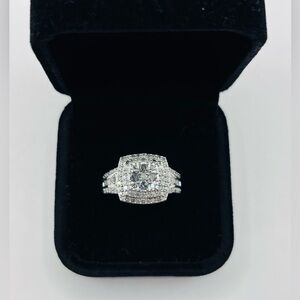 1.00 CT Cushion Cut Natural Diamond Sterling Silver Cross Ring